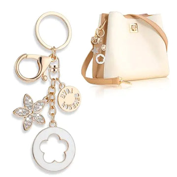 Floral Enamel Tassel Keychain for Women