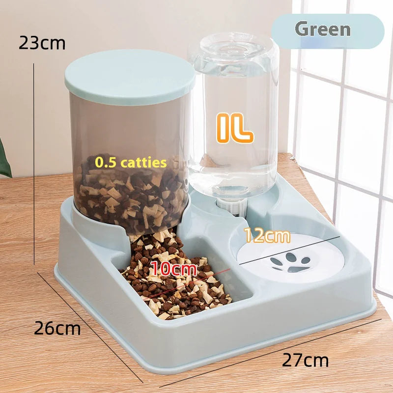 Automatic Pet Feeder with Water Dispenser Double Bowl
