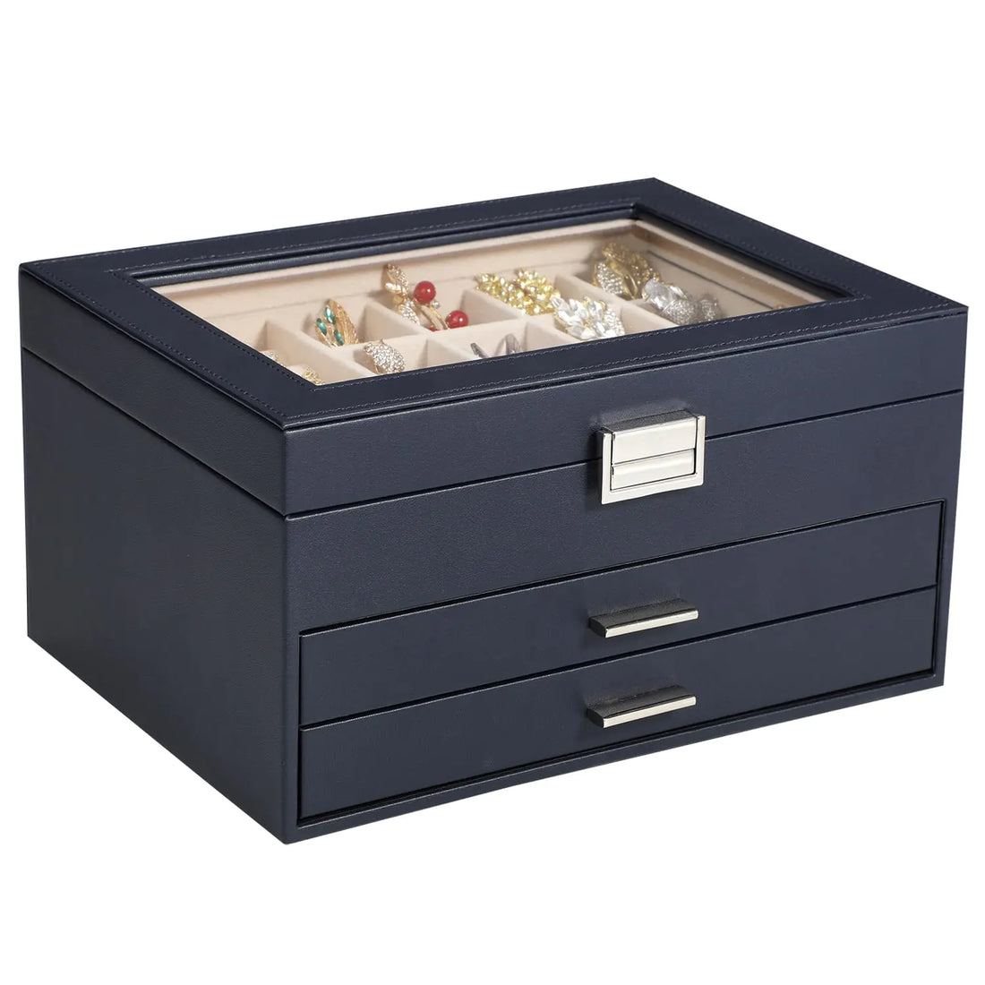 3-Layer Leather Jewelry Box Organizer for Women