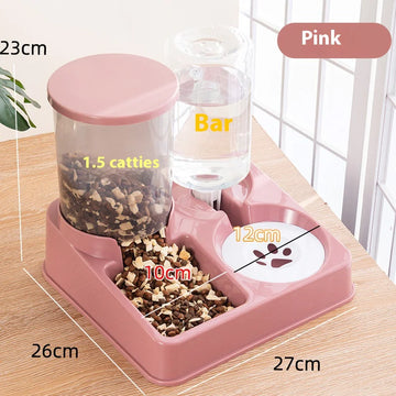Automatic Pet Feeder with Water Dispenser Double Bowl