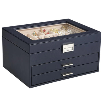 3-Layer Leather Jewelry Box Organizer for Women